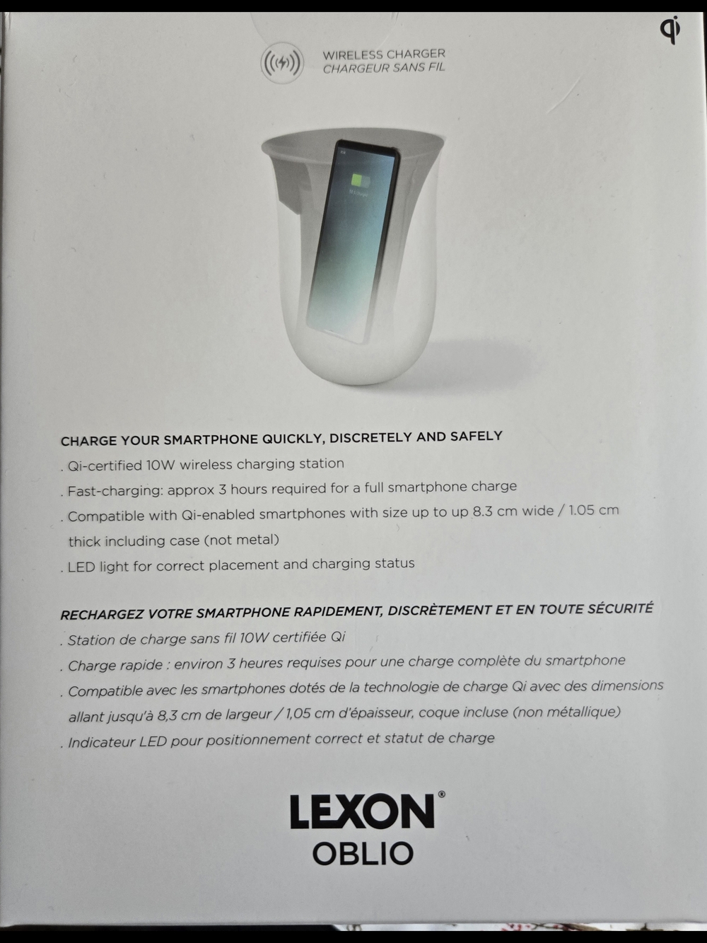 Oblio White Wireless Charging Station with UV Sanitizer NEW - Picture 5 of 10